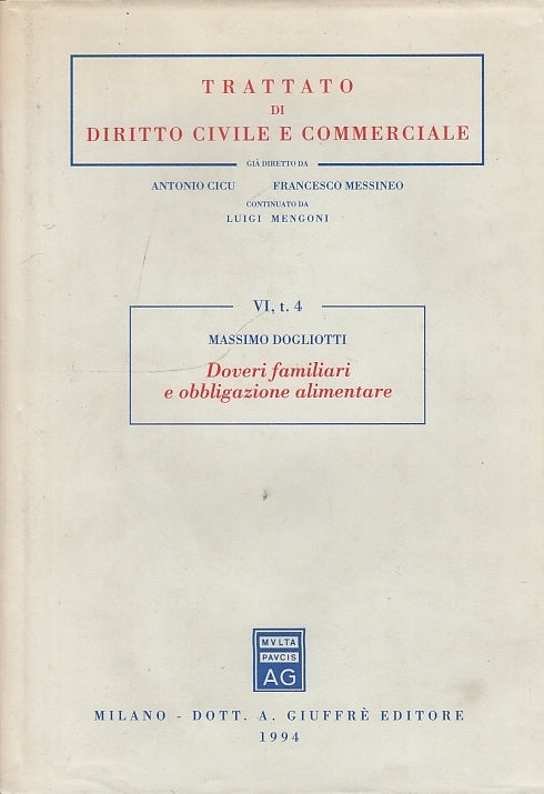 LZ- DOVERI FAMIGLIARI OBBLIGAZIONE ALIMENTARE -- GIUFFRE' --- 1994 - CS - YFS595