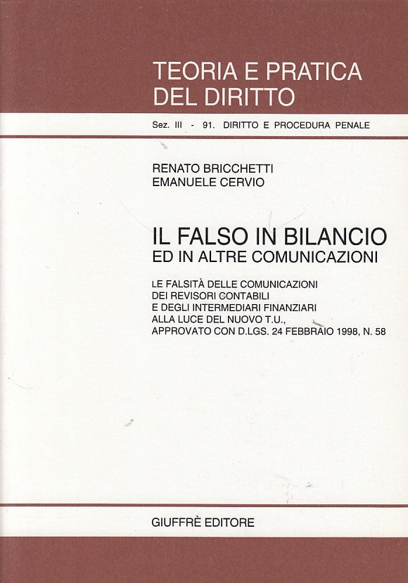 LZ- IL FALSO IN BILANCIO - BRICCHETTI CERVIO - GIUFFRE' --- 1999 - B - YDS408
