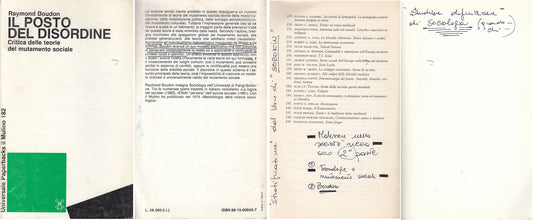 LS- IL POSTO DEL DISORDINE CRITICA - BOUDON - IL MULINO --- 1991 - B - ZDS296