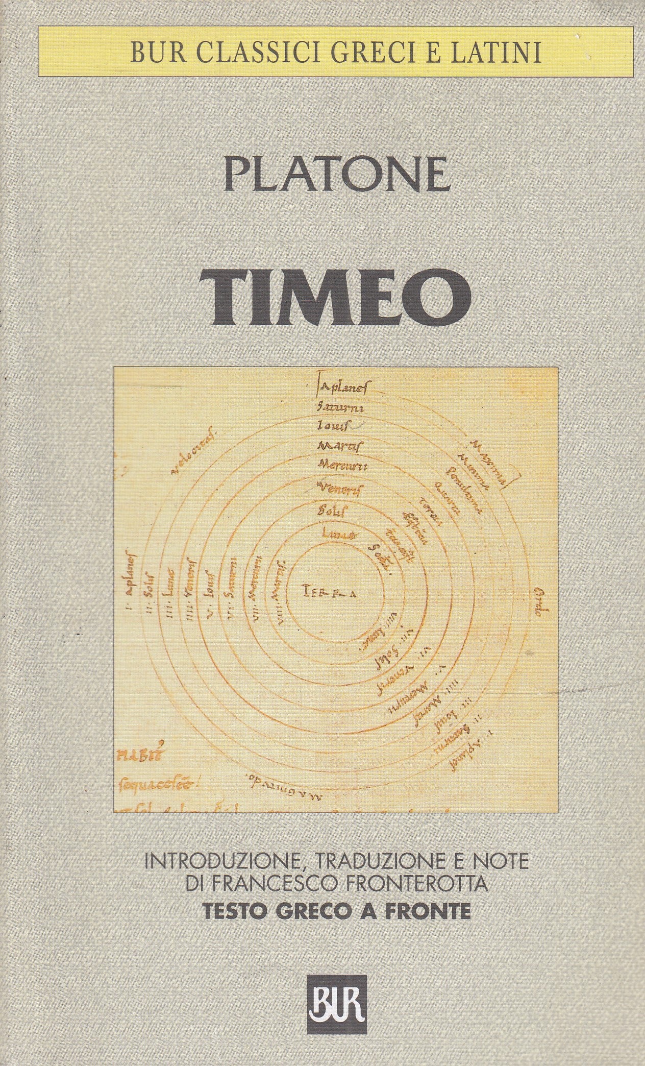 LN- TIMEO TESTO GRECO A FRONTE - PLATONE - RIZZOLI -- 1a ED. - 2003 - B - YFS387