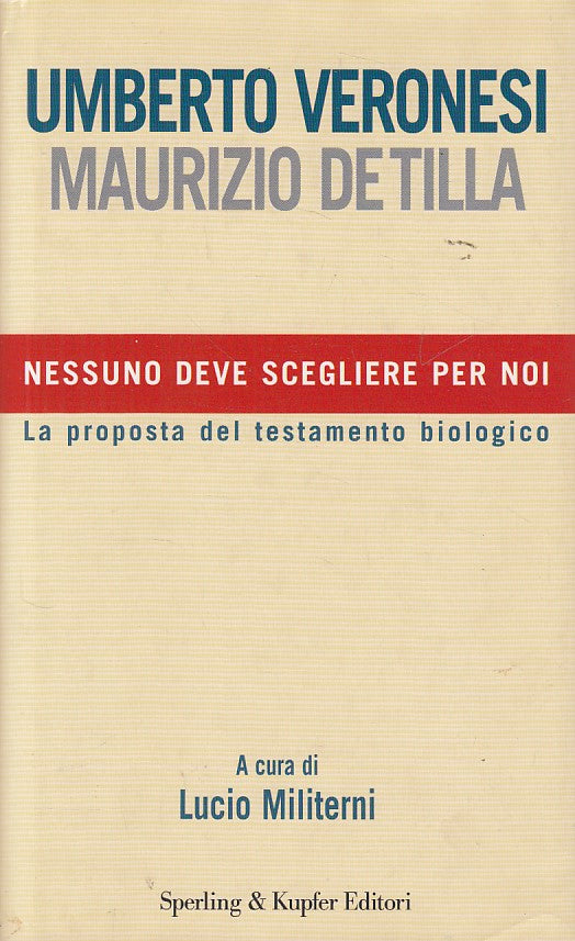 LZ- NESSUNO DEVE SCEGLIERE PER NOI - VERONESI - SPERLING --- 2007 - CS - ZDS648
