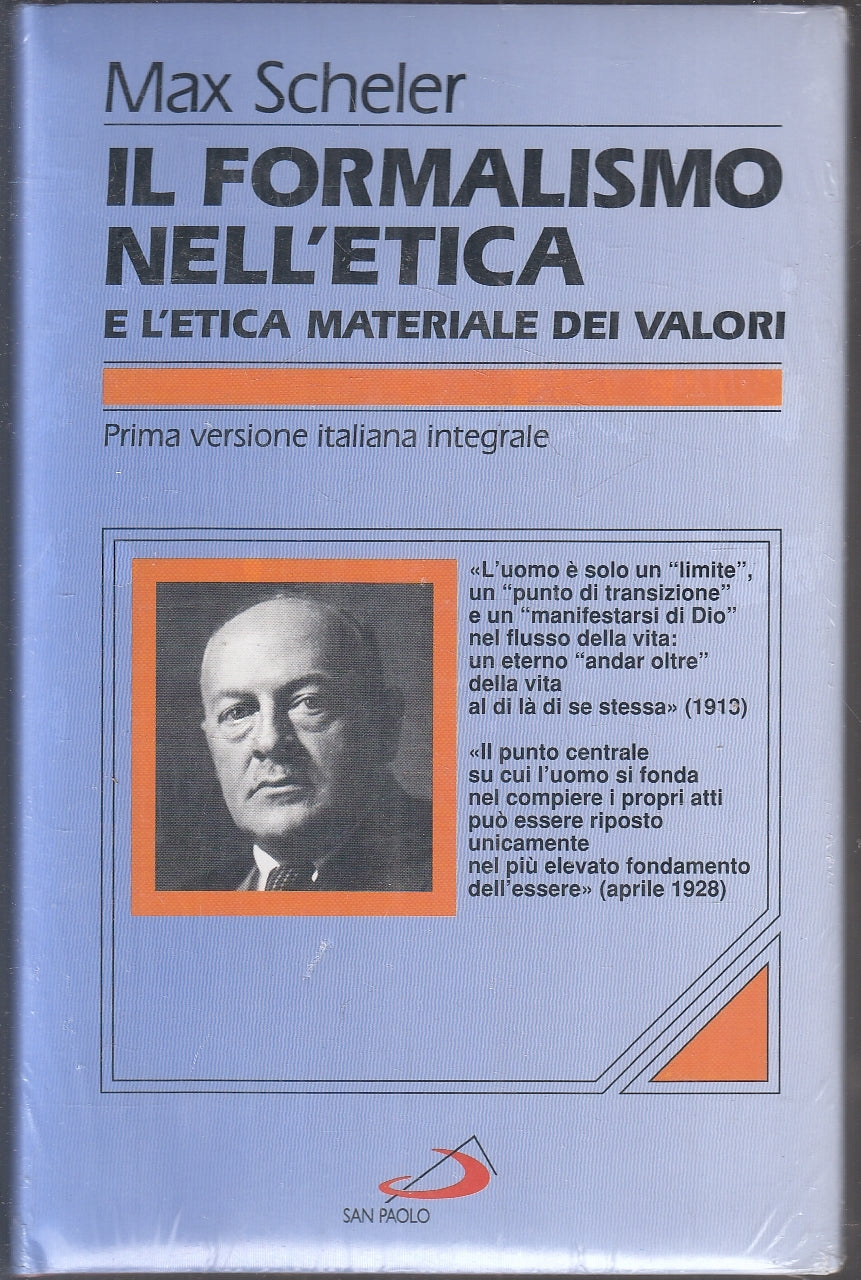 LS- IL FORMALISMO NELL'ETICA - MAX SCHELER - SAN PAOLO ---- CS- YFS180