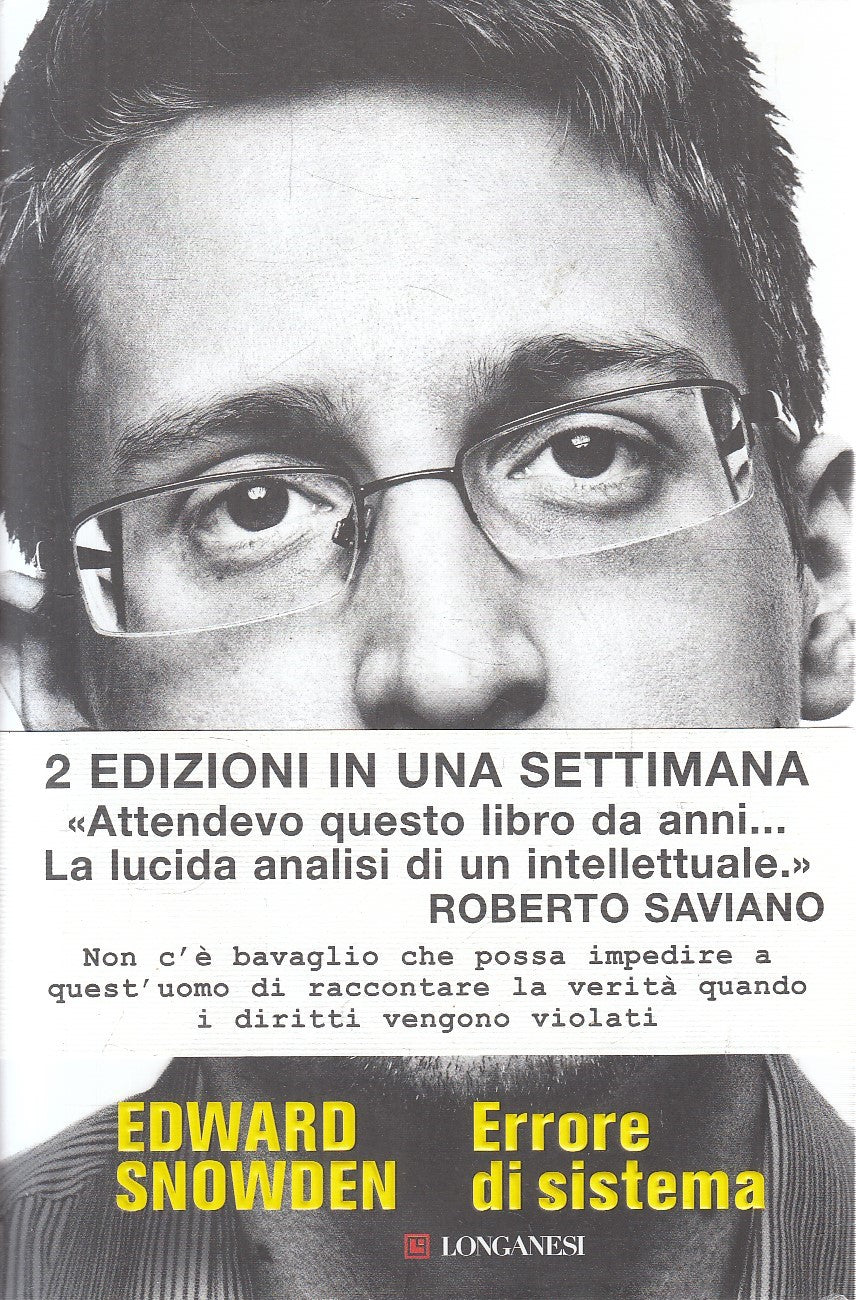 LN- ERRORE DI SISTEMA - EDWARD SNOWDEN - LONGANESI - CAMMEO --- CS - YFS273