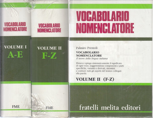 LZ - VOCABOLARIO NOMENCLATORE 2 VOL - PREMOLI- F.LLI MELITA--- 1990- CS - YFS768