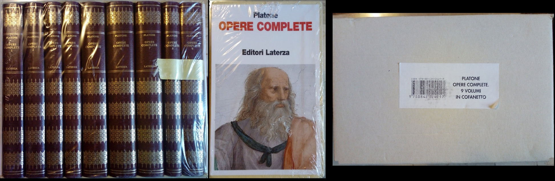 LN- PLATONE OPERE COMPLETE COFANETTO 9 VOLUMI NUOVO -- LATERZA --- 1993- C- YFS