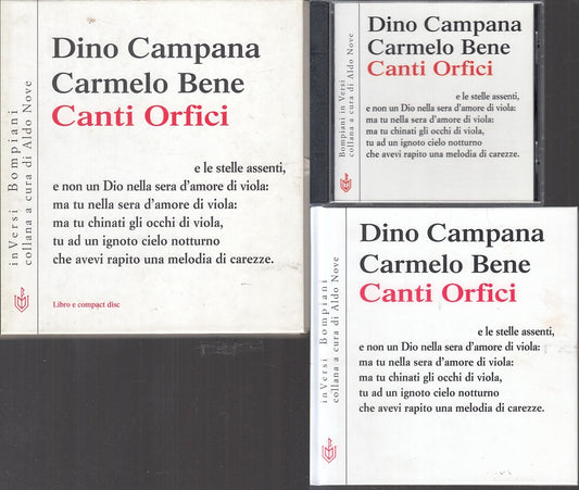 LN- CANTI ORFICI LIBRO + CD- DINO CAMPANA CARMELO BENE- BOMPIANI- 2000- C-YFS377