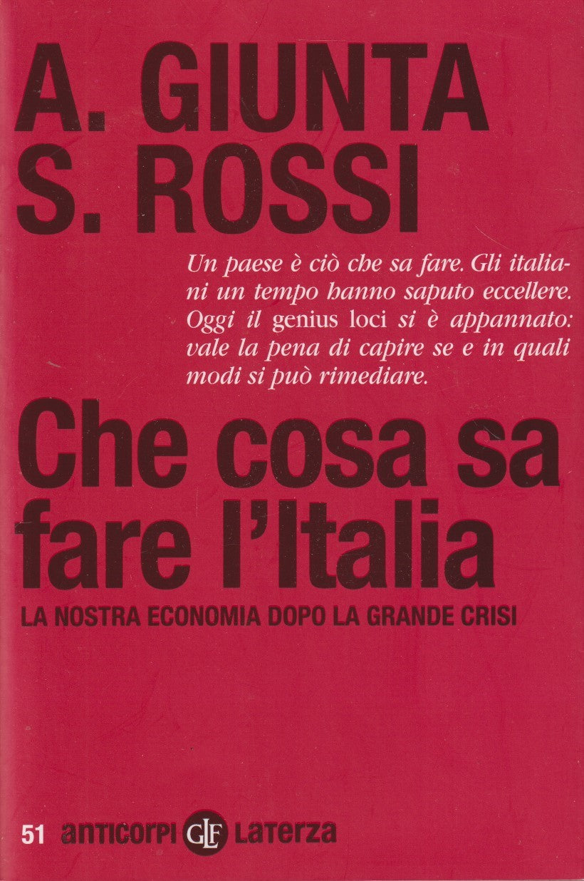 Che cosa sa fare l'Italia - Giunta Rossi- Laterza Anticorpi - 1a ed. 2017 - ZFS9