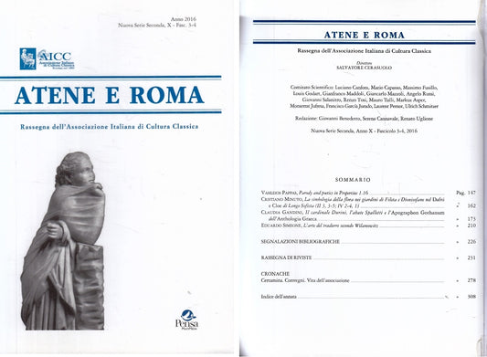 LS- ATENE E ROMA FASCICOLO 3-4 RASSEGNA -- LE MONNIER - AICC -- 2016- B - ZFS182