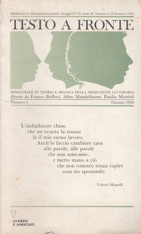 LN- RIVISTA TESTO A FRONTE N.3- AUTORE- GUERINI--- 1990- B- ZDS51