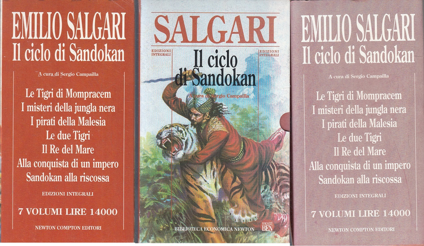 LN- IL CICLO DI SANDOKAN COFANETTO 7 VOLUMI - SALGARI- NEWTON--- 1994- B- XFS