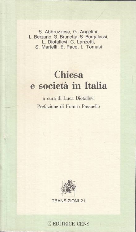 LS- CHIESA E SOCIETA' IN ITALIA -- CENS - TRASIZIONI -- 1995 - B - YTS410