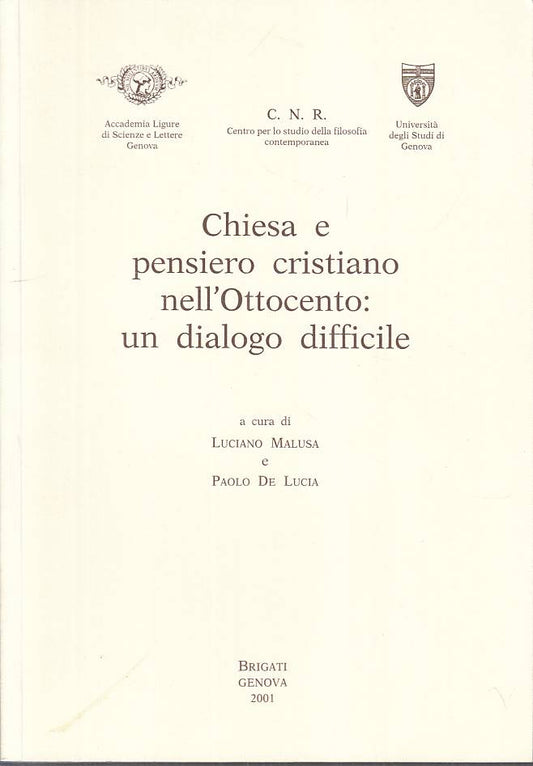 LS- CHIESA E PENSIERO CRISTIANO NELL'OTTOCENTO -- BRIGATI --- 2001 - B - YTS38