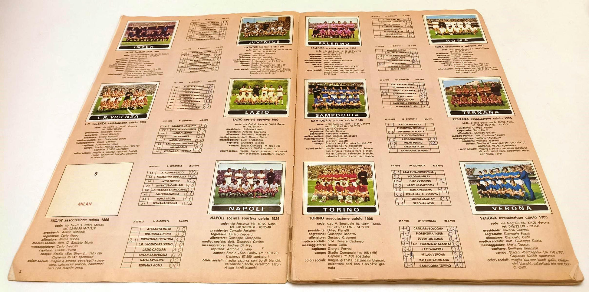 AA- ALBUM CALCIATORI PANINI 1972/73 COMPLETO -113 FIGURINE - LBM21