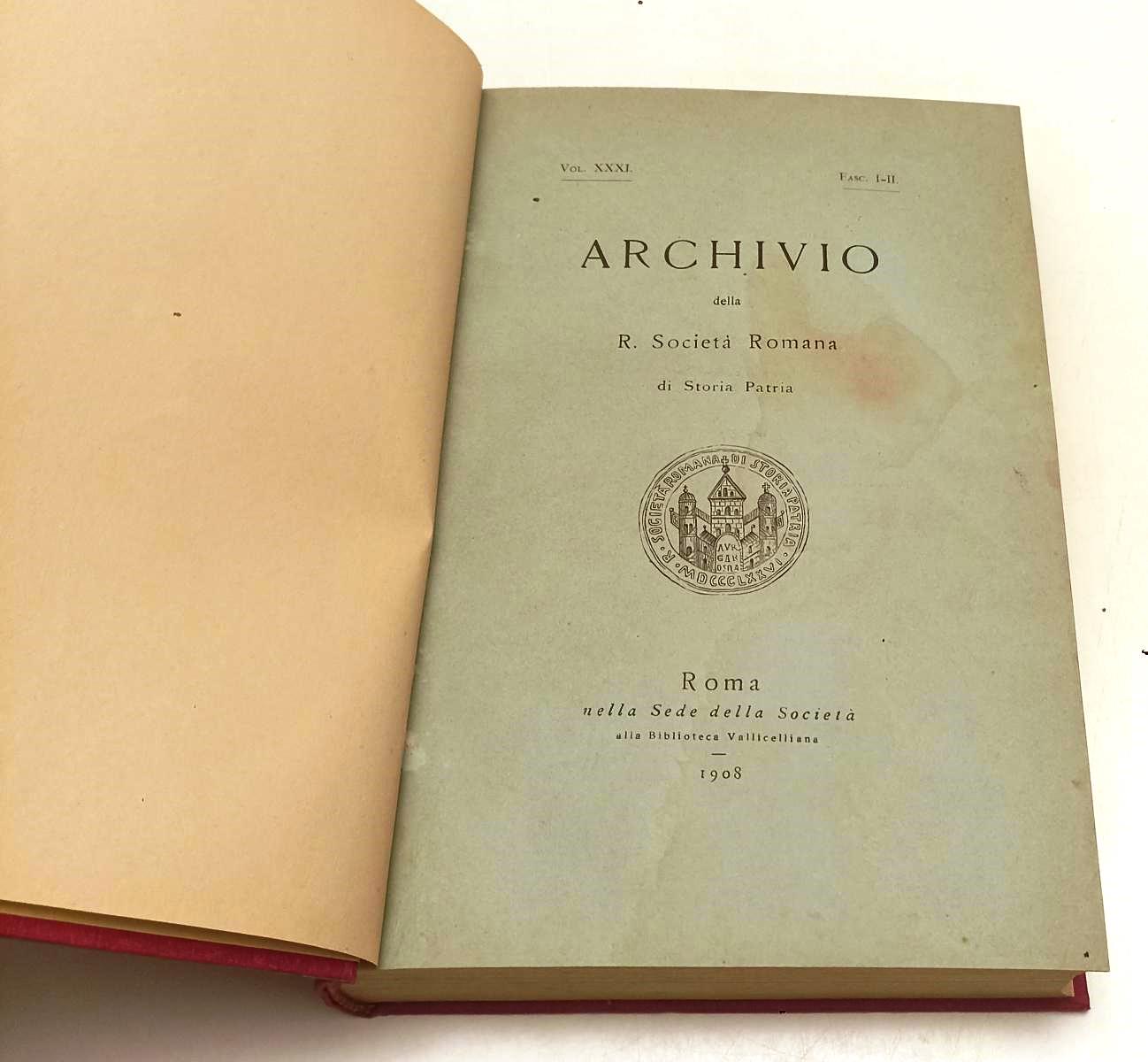 LS- ARCHIVIO DI STORIA PATRIA VOL.121/122- BIBLIOTECA VALLICELLIANA- 1908-YFS628