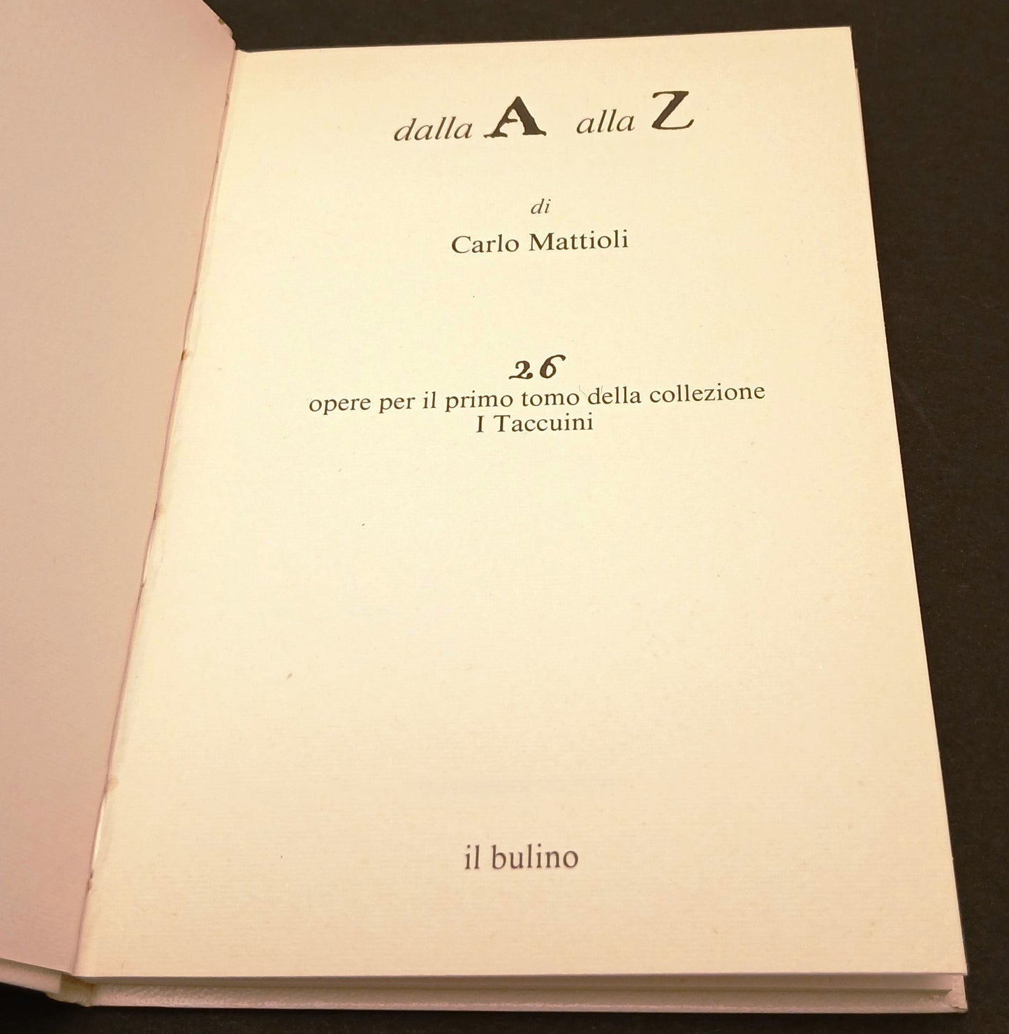 LT- DALLA A ALLA Z - CARLO MATTIOLI - IL BULINO - I TACCUINI - 1985 - C- WPR
