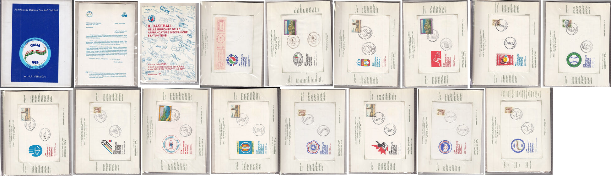CV- XXX CAMPIONATO MONDIALE BASEBALL 1988 RACCOGLITORE 14 ANNULLI FILATELICI CPL
