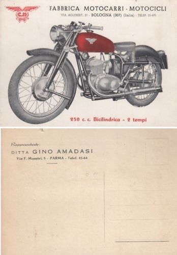 CC- CARTOLINA FABBRICA MOTOCARRI MOTOCICLI 250 BICILINDRICA GINO AMADASI XFS65 CRT2200
