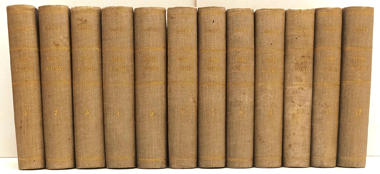 LH- STORIA D'ITALIA 12 VOLUMI COMPLETA- CARLO BOTTA- ELVETICA- 1839/1840- BLCP61