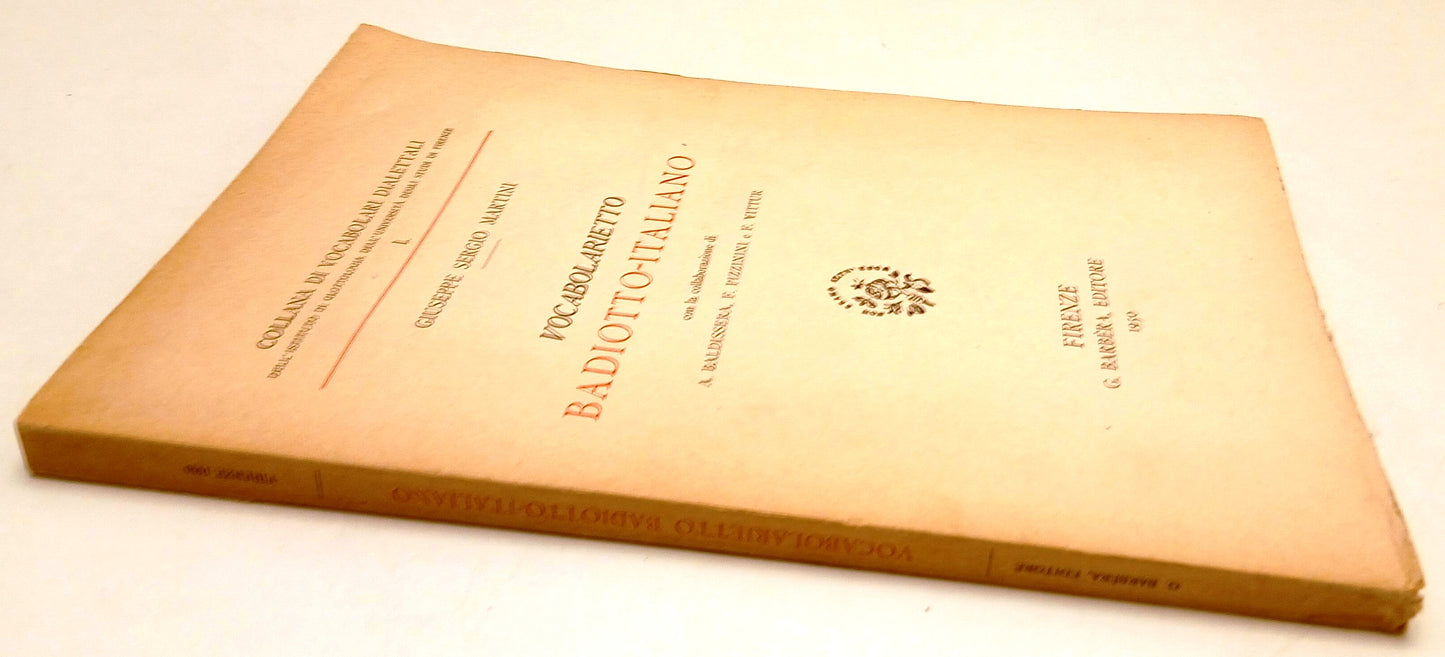 LZ- Vocabolarietto badiotto-italiano- Giuseppe Sergio Martini- Barbera- B-ZFS123