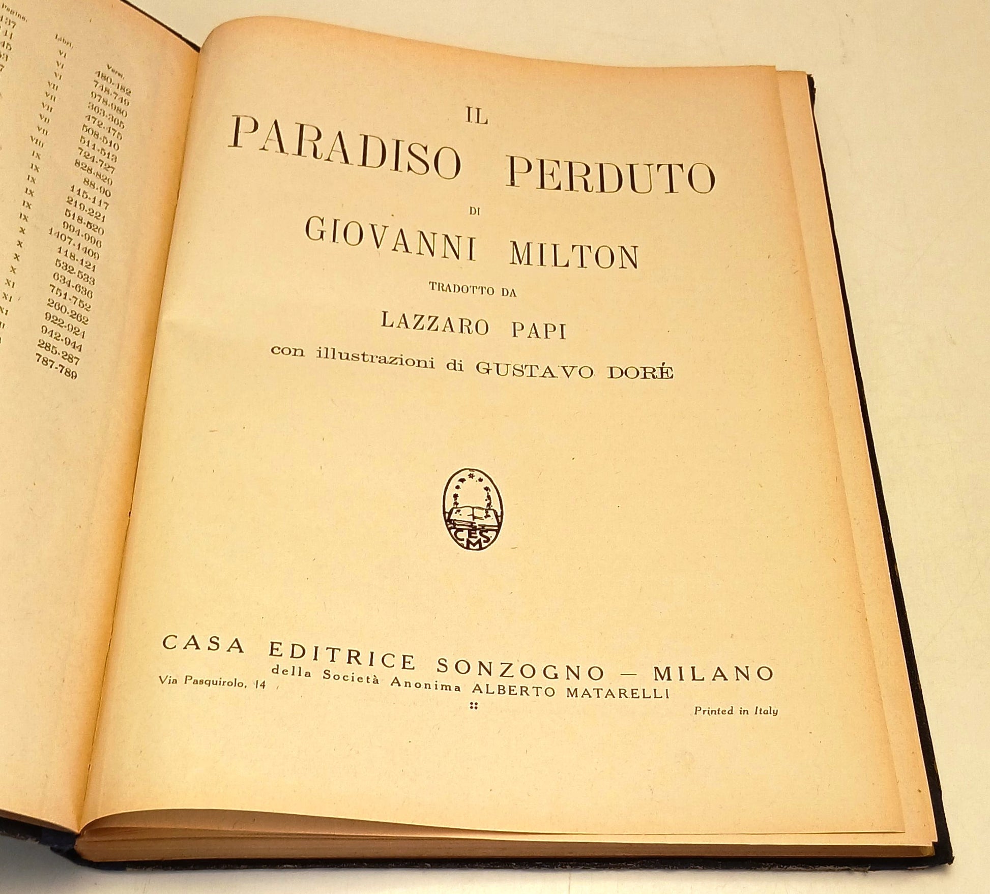 Il Paradiso Perduto - Giovanni Milton- Sonzogno- 1938-XVI- Gustave Dore'- YFS719