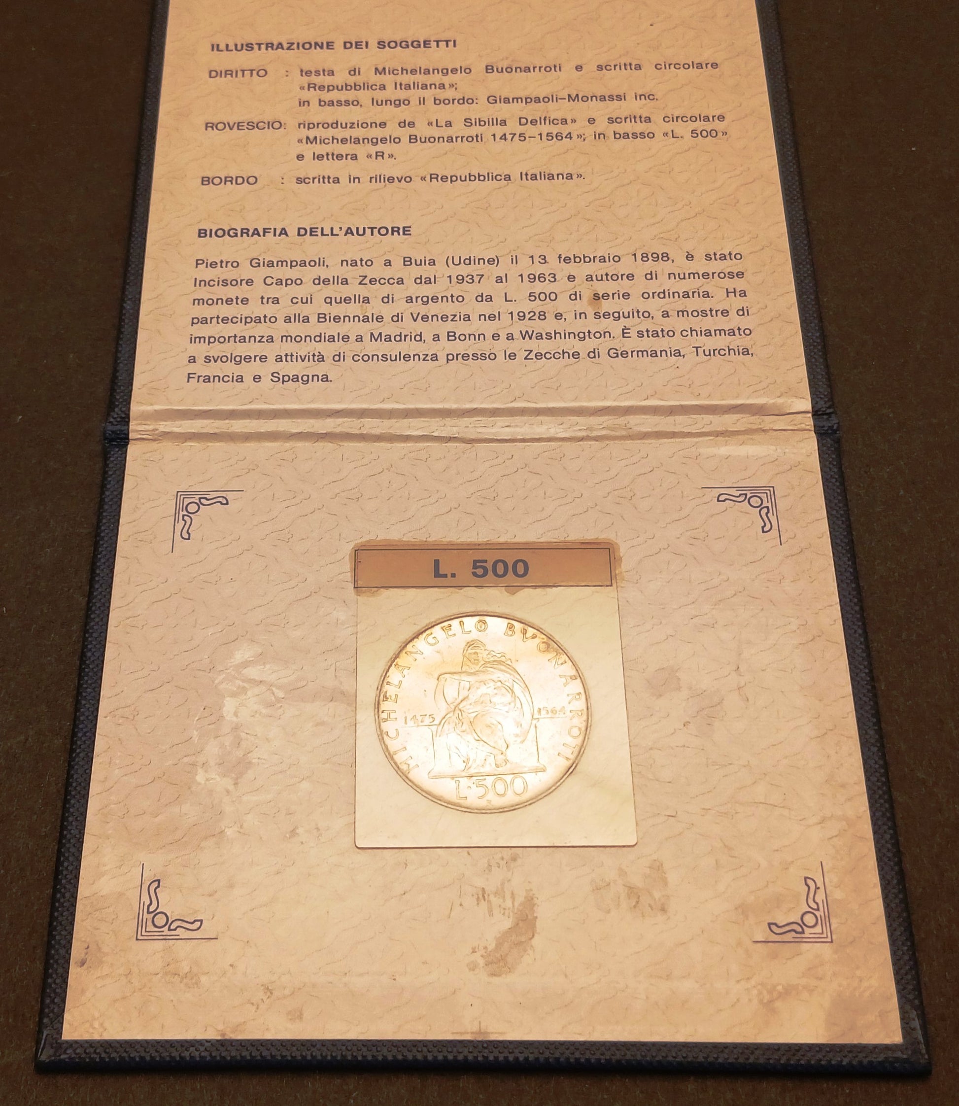CB- Moneta commemorativa V centenario nascita Michelangelo Buonarroti - GTTS256