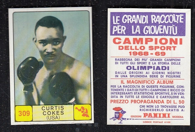 BOXING CARD - PANINI - CAMPIONI SPORT 1968/69 - CURTIS COKES - 309 - NEAR MINT