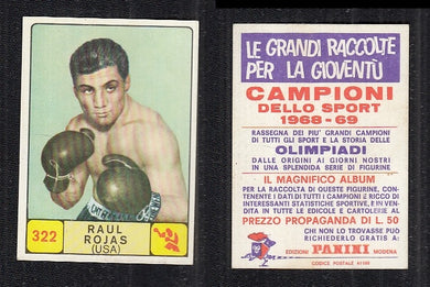BOXING CARD - PANINI - CAMPIONI SPORT 1968/69 - RAUL ROJAS - 322 - MINT