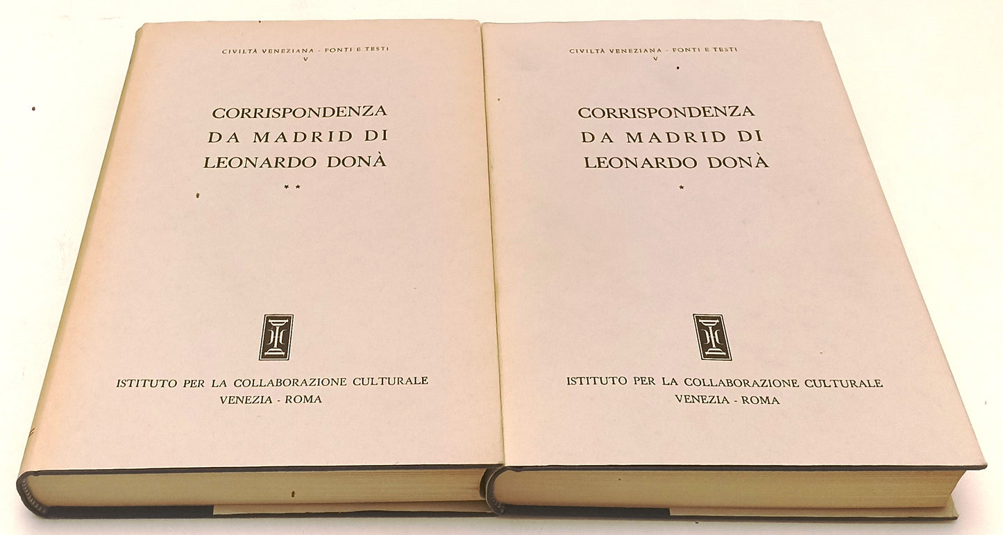 LS- CORRISPONDENZA DA MADRID DI LEONARDO DONA' 2 VOLUMI - 1963 - CS - YFS865