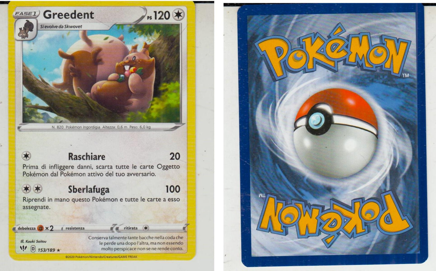 POKEMON CARD CARTA - GREEDENT 153/189 RARA - ITA - CRD002