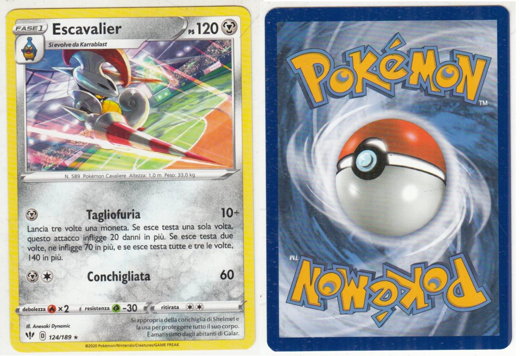 POKEMON CARD CARTA - ESCAVALIER 124/189 RARA - ITA - CRD004