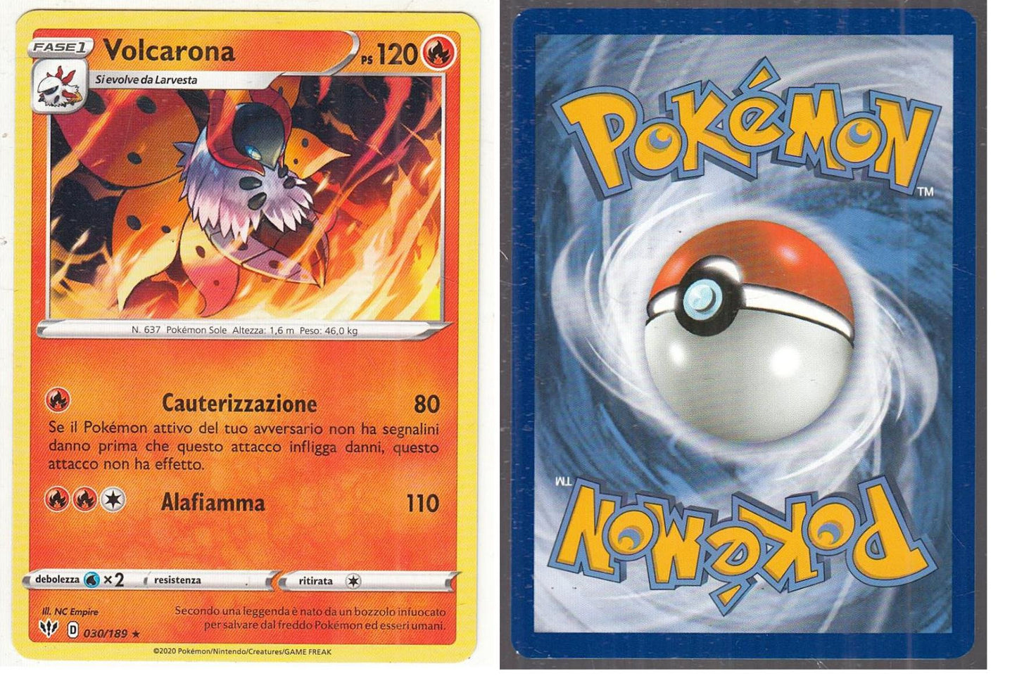 POKEMON CARD CARTA - VOLCARONA 30/189 RARA - ITA - CRD007