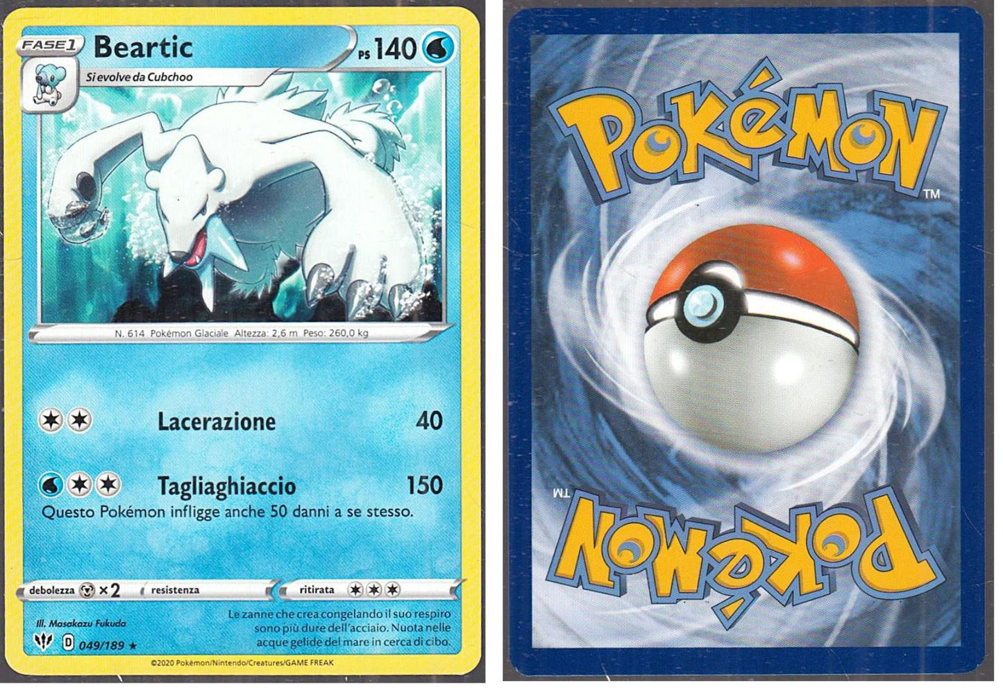 POKEMON CARD CARTA - BEARTIC 49/189 RARA - ITA - CRD008