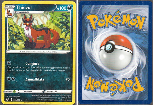 POKEMON CARD CARTA - THIEVUL 113/189 RARA - ITA - CRD011