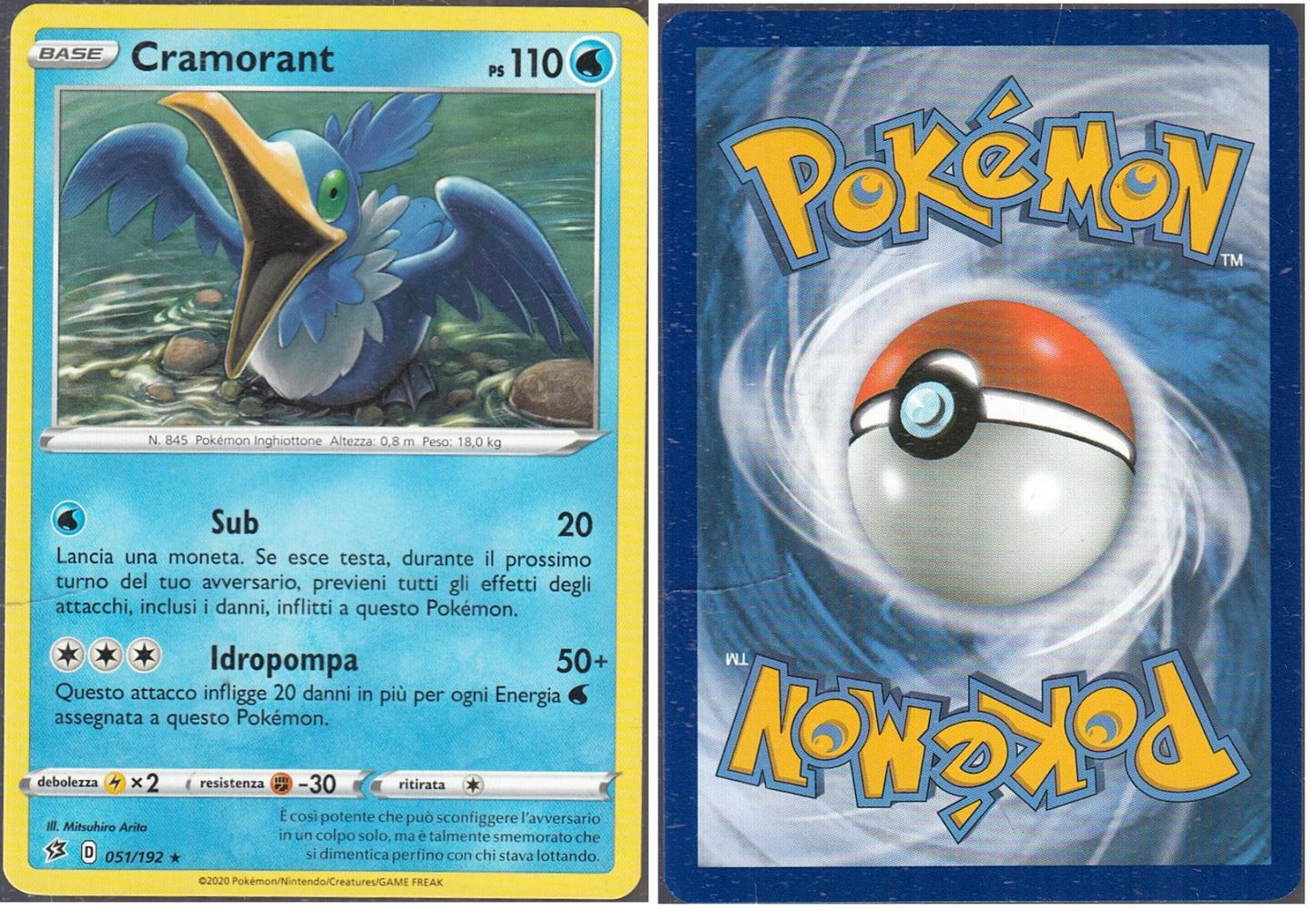 POKEMON CARD CARTA - CRAMORANT 51/192 RARA - ITA - CRD014