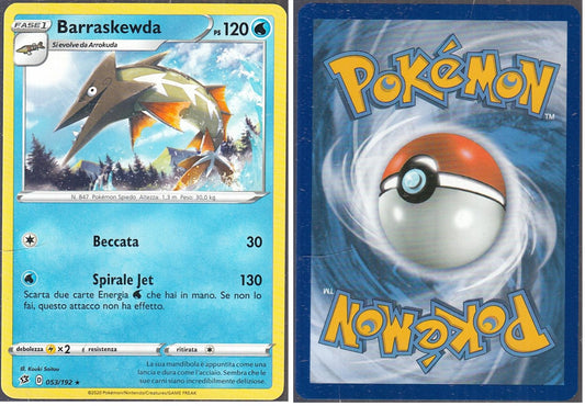 POKEMON CARD CARTA - BARRASKEWDA 53/192 RARA - ITA - CRD016