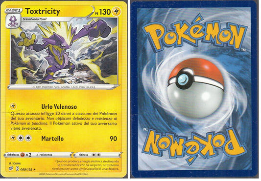 POKEMON CARD CARTA - TOXTRICITY 69/192 RARA - ITA - CRD017