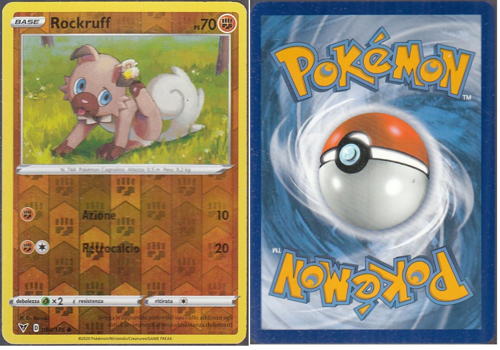 POKEMON CARD CARTA - ROCKRUFF 94/185 RARA REVERSE HOLO - ITA - CRD021