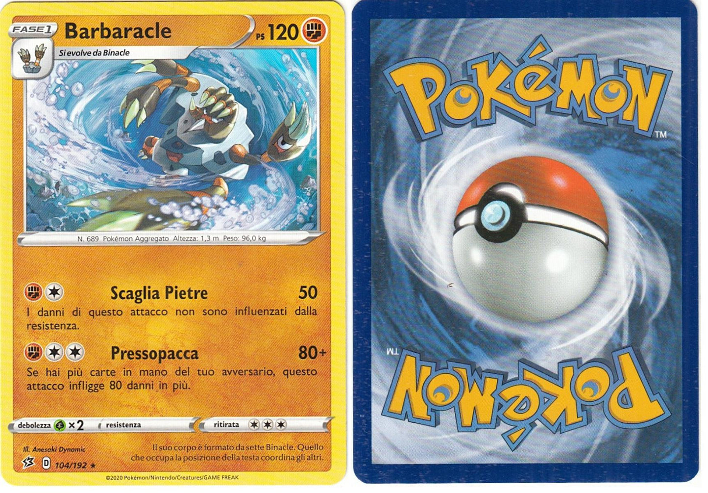 POKEMON CARD CARTA - BARBARACLE 104/192 RARA - ITA - CRD026