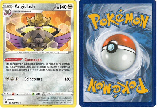 POKEMON CARD CARTA - AEGISLASH 135/192 RARA - ITA - CRD027