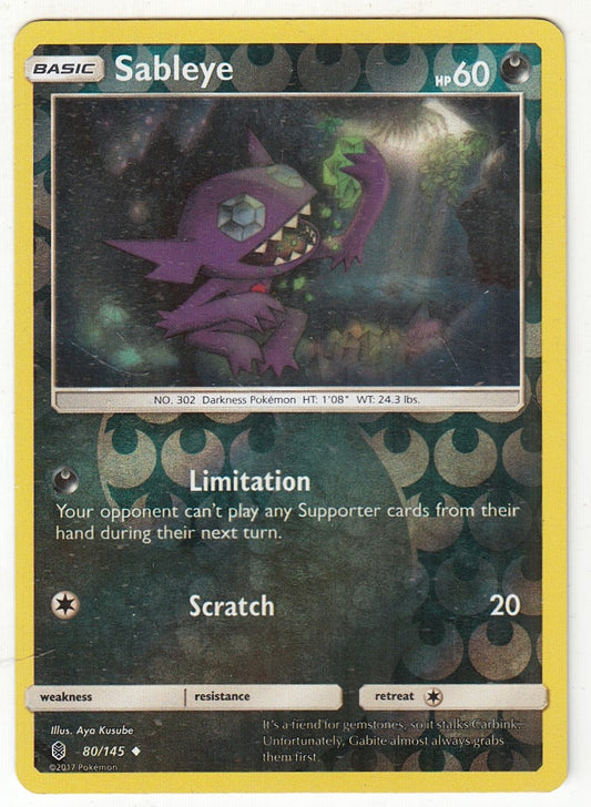 POKEMON CARD CARTA - SABLEYE 80/145 REVERSE HOLO UNCOMMON - ENG - CRD045