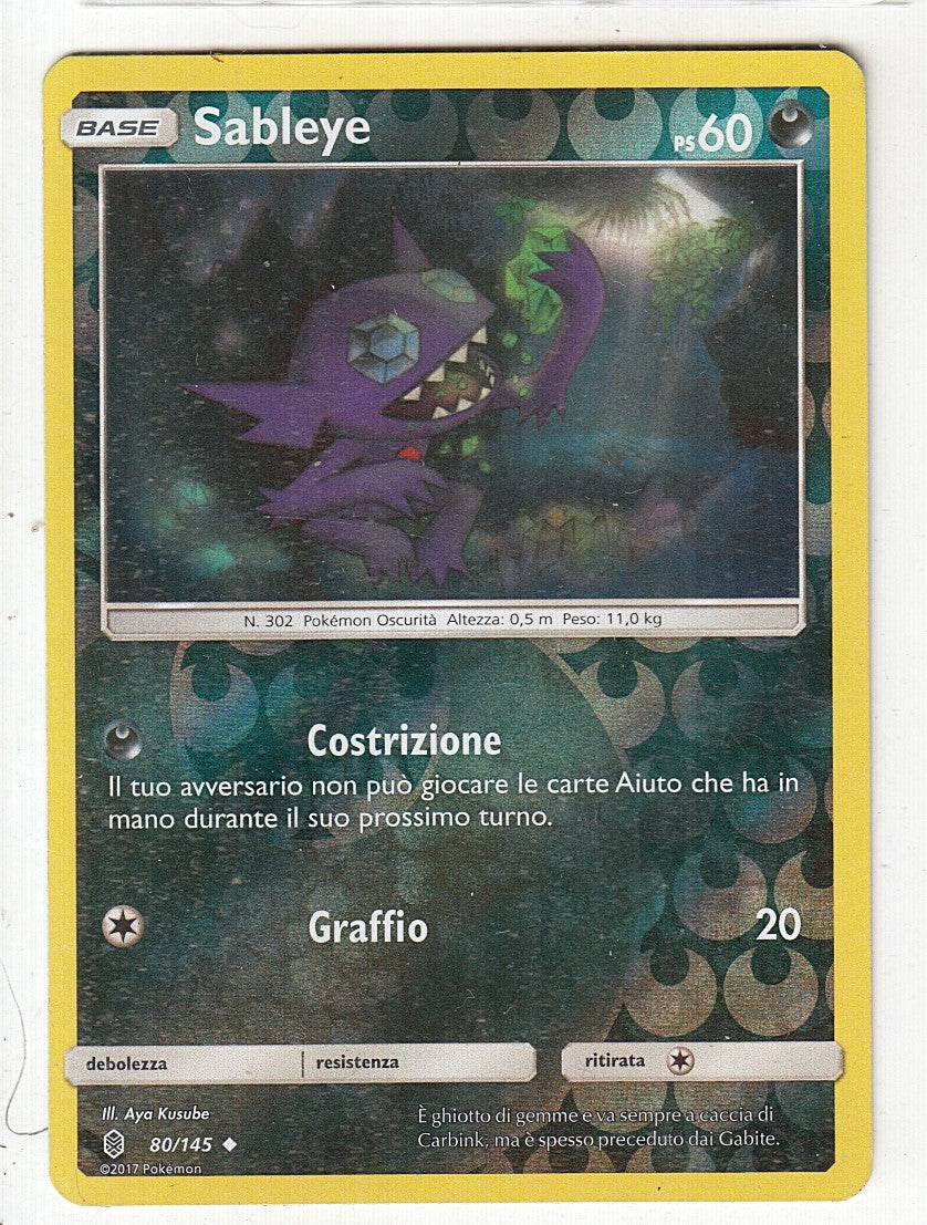 POKEMON CARD CARTA - SABLEYE 80/145 REVERSE HOLO NON COMUNE - ITA - CRD051