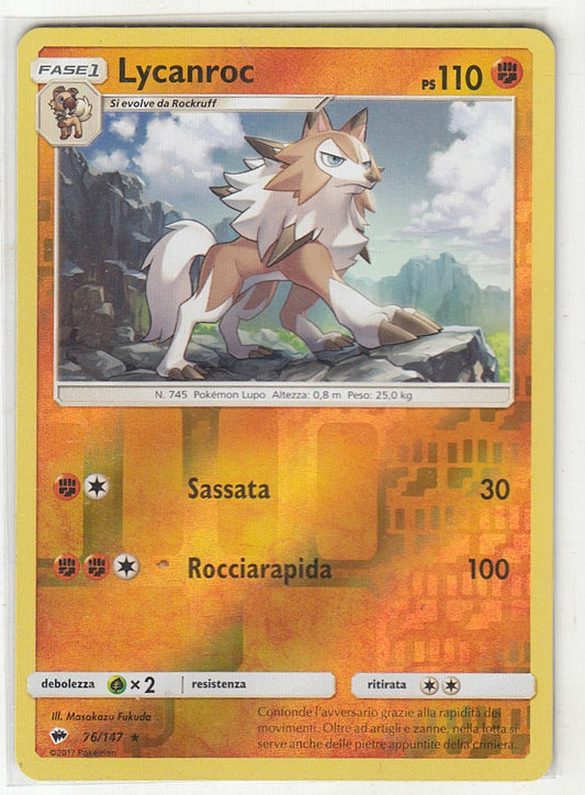 POKEMON CARD CARTA - LYCANROC 76/147 REVERSE HOLO RARA - ITA - CRD063