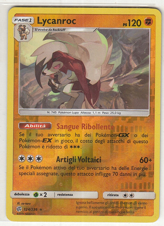 POKEMON CARD CARTA - LYCANROC 124/236 REVERSE HOLO RARA - ITA - CRD067
