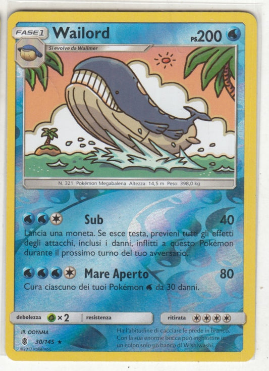 POKEMON CARD CARTA - WAILORD 30/145 REVERSE HOLO RARA - ITA - CRD068