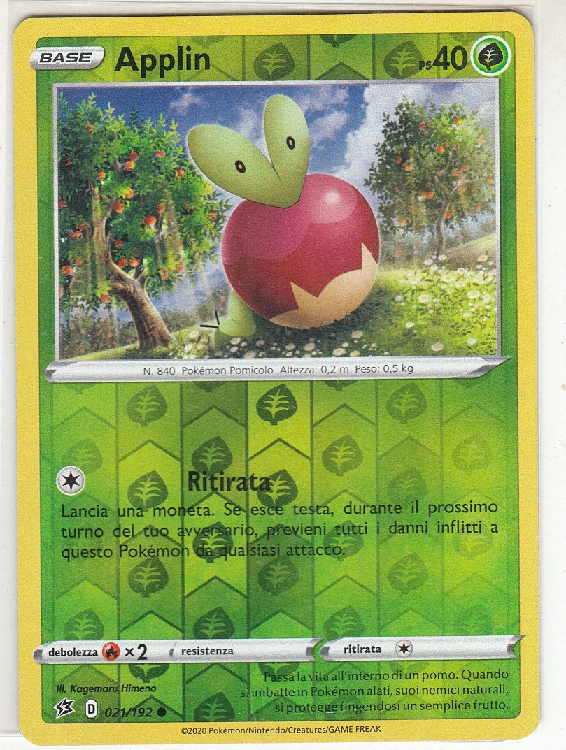 POKEMON CARD CARTA - APPLIN 21/192 REVERSE HOLO COMUNE - ITA - CRD082