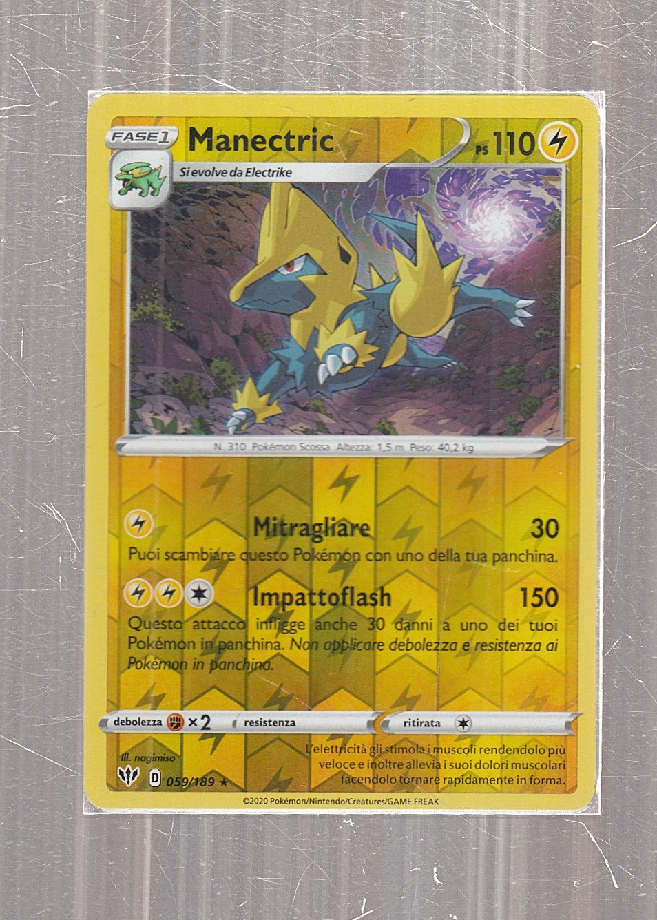 POKEMON CARD CARTA - MANECTRIC 59/189 RARA REVERSE HOLO - ITA - CRD098
