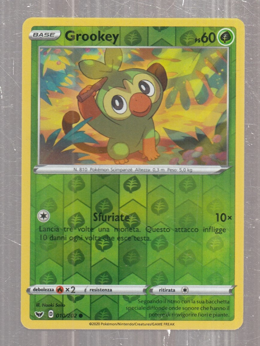 POKEMON CARD CARTA - GROOKEY 10/202 COMUNE REVERSE HOLO - ITA - CRD129