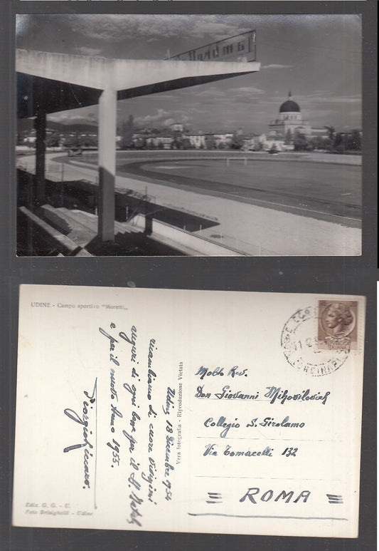 CC- CARTOLINA UDINE CAMPO SPORTIVO MORETTI 1954 VIAGGIATA - CRT1810
