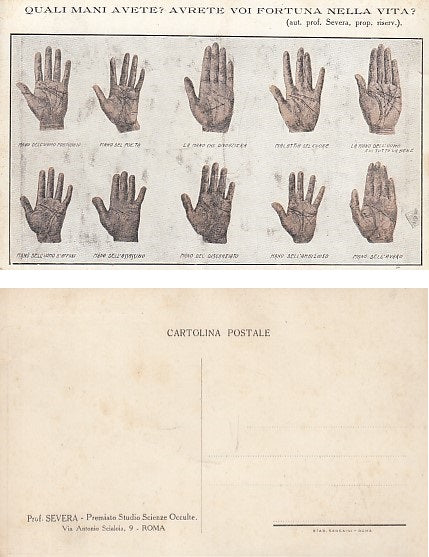 CC- CARTOLINA CARTOMANZIA QUALI MANI AVETE AVRETE FORTUNA - CRT1830