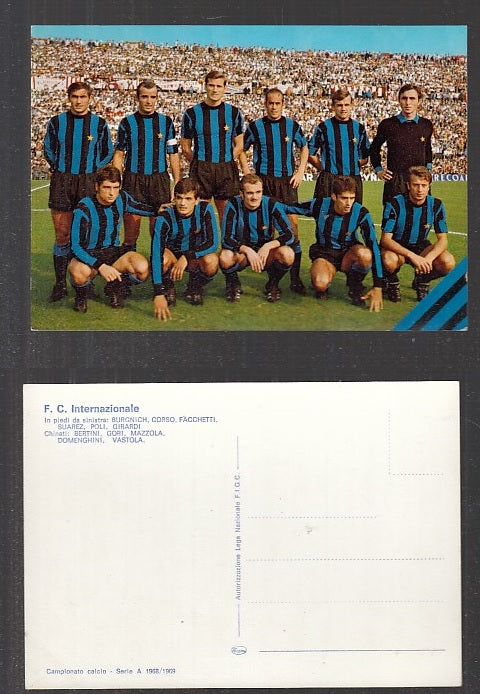 CC- CARTOLINA SPORT SQUADRA CALCIO INTER 1968/1969 SUAREZ MAZZOLA - CRT1882
